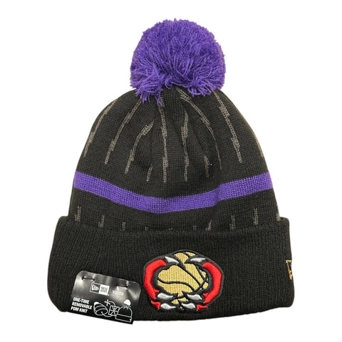 New Era Youth NBA Toronto Raptors 2024 City Edition Cuffed Knit Hat with Pom - Black/Purple