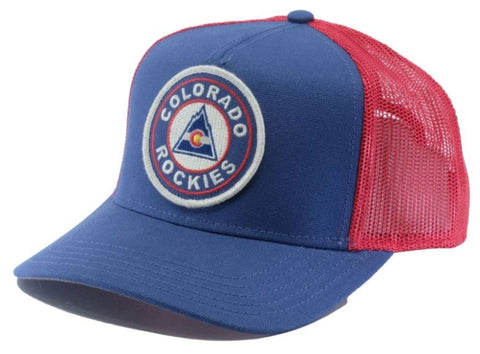 American Needle NHL Colorado Rockies Vintage Valin Adjustable Snapback Hat - Blue/Red