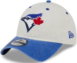 New Era 9TWENTY MLB Toronto Blue Jays Classic Sidescript Adjustable Hat - Cream