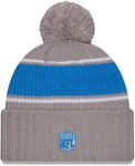 New Era NFL Detroit Lions 2024 Cold Weather Sideline Sport Knit Pom Knit - Grey