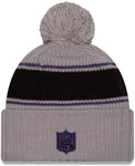 New Era NFL Baltimore Ravens 2024 Cold Weather Sideline Sport Knit Pom Knit - Grey