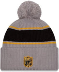 New Era NFL Pittsburgh Steelers 2024 Cold Weather Sideline Sport Knit Pom Knit - Grey