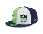 Men's New Era Neon Green/College Navy Seattle Seahawks 2023 Sideline 9FIFTY Snapback Hat