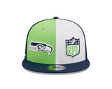 Men's New Era Neon Green/College Navy Seattle Seahawks 2023 Sideline 9FIFTY Snapback Hat