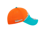 Miami Dolphins New Era 2023 Sideline 9FORTY Adjustable Hat - Orange/Aqua