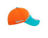 Miami Dolphins New Era 2023 Sideline 9FORTY Adjustable Hat - Orange/Aqua