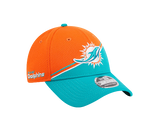 Miami Dolphins New Era 2023 Sideline 9FORTY Adjustable Hat - Orange/Aqua