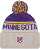 New Era NFL 2024 Minnesota Vikings Sideline Historic Cuffed Knit Hat with Pom