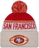 New Era NFL 2024 San Francisco 49ers Sideline Historic Cuffed Knit Hat with Pom - Stone