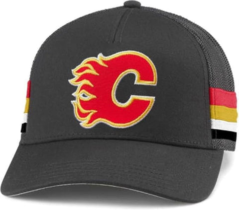 American Needle NHL Calgary Flames Hotfoot Stripes Trucker Adjustable Snapback Hat - Black