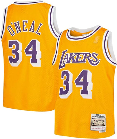 Youth Mitchell & Ness Shaquille O'Neal Los Angeles Lakers Hardwood Classics 1996-97 Swingman Jersey - Gold