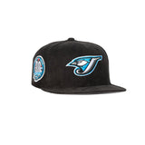 Black Corduroy Toronto Blue Jays Cardinal Blue Visor Gray Bottom 30th Anniversary Side Patch New Era 59FIFTY Fitted 8