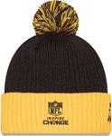 New Era NFL 2024 Pittsburgh Steelers Social Justice Inspire Change Knit Pom Knit - Black/Gold