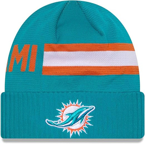 New Era NFL Miami Dolphins 2024 Sideline Cold Weather Tech Knit Beanie - Aqua