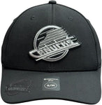 American Needle NHL Vancouver Canucks Alternate Skate Platinum E-Boss Stretch Fit Hat - Black