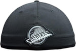 American Needle NHL Vancouver Canucks Alternate Skate Platinum E-Boss Stretch Fit Hat - Black