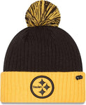 New Era NFL 2024 Pittsburgh Steelers Social Justice Inspire Change Knit Pom Knit - Black/Gold