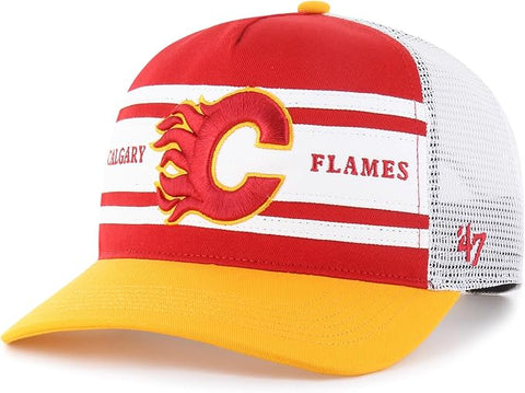 47 NHL Calgary Double Header Super Stripe Hitch RF Adjustable Snapback Hat - Red/Yellow