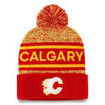 Fanatics Calgary Flames Rink Heather Cuff Pom Knit Beanie - Red/Yellow Gold