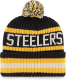 '47 Men's Black Pittsburgh Steelers Bering Cuffed Knit Hat with Pom