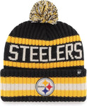 '47 Men's Black Pittsburgh Steelers Bering Cuffed Knit Hat with Pom