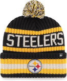 '47 Men's Black Pittsburgh Steelers Bering Cuffed Knit Hat with Pom