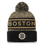 Fanatics Boston Bruins Authentic Pro Rink Heathered Cuffed Pom Knit - Black/Gold