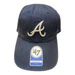 Kids Atlanta Braves '47 Brand Clean Up Navy Adjustable Cap