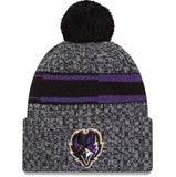 Baltimore Ravens New Era 2023 Sideline Cuffed Knit Hat With Pom - Black