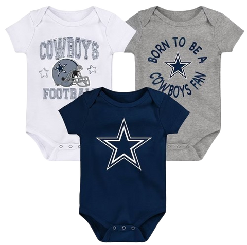 Newborn & Infant Navy/White/Heather Gray Dallas Cowboys Game On Three-Piece Bodysuit Set