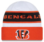 Men's New Era White/Orange Cincinnati Bengals 2023 Sideline Tech Cuffed Knit Beanie