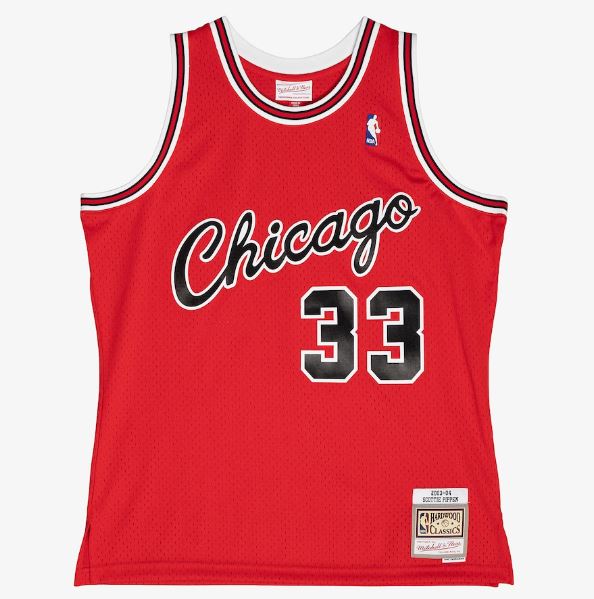 Mitchell Ness Men s NBA Chicago Bulls Scottie Pippen 2003 04 Hardwood Classics Swingman Jersey Red 2XL