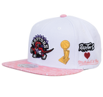 Men's Mitchell & Ness Toronto Raptors NBA Snapback Hat - White/Pink