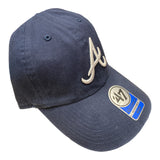 Kids Atlanta Braves '47 Brand Clean Up Navy Adjustable Cap