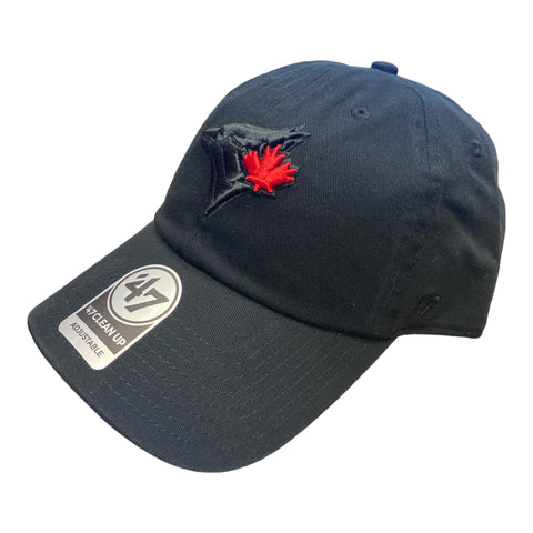 Toronto Blue Jays '47 Clean up Black on Black Red Leaf Adjustable Hat – The  Sports Collection