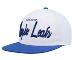 White Mitchell and Ness Toronto Maple Leafs Vintage Script Snapback - White and Blue