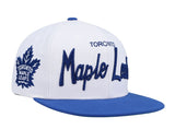 White Mitchell and Ness Toronto Maple Leafs Vintage Script Snapback - White and Blue