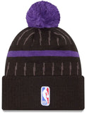 New Era Youth NBA Toronto Raptors 2024 City Edition Cuffed Knit Hat with Pom - Black/Purple