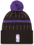 New Era NBA Toronto Raptors 2024 City Edition Cuffed Knit Hat with Pom - Black/Purple