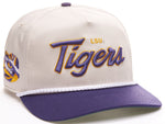 47 Hitch NCAA Louisiana State Tigers Crosstown Script Rope Adjustable Snapback Hat - Cream/Purple