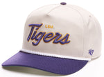 47 Hitch NCAA Louisiana State Tigers Crosstown Script Rope Adjustable Snapback Hat - Cream/Purple