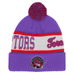 Mitchell & Ness Youth NBA Toronto Raptors Block Sweep Cuffed Knit Hat with Pom - Purple