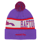 Mitchell & Ness Youth NBA Toronto Raptors Block Sweep Cuffed Knit Hat with Pom - Purple