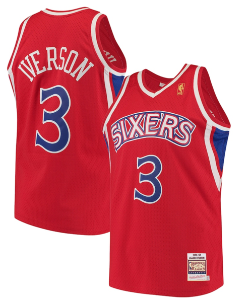 Allen Iverson #3 Philadelphia 76ers Mitchell & Ness Hardwood Classics  Swingman Jersey – Red