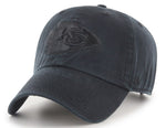 Kansas City NFL ’47 Brand Adjustable Unstructured Clean Up Black On Black Hat