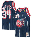 Men's Mitchell & Ness Hakeem Olajuwon Navy Houston Rockets Hardwood Classics Swingman Player Jersey