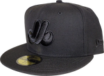 New Era Montreal Expos Black on Black MLB Baseball 59FIFTY Fitted Hat - Black & Black Logo