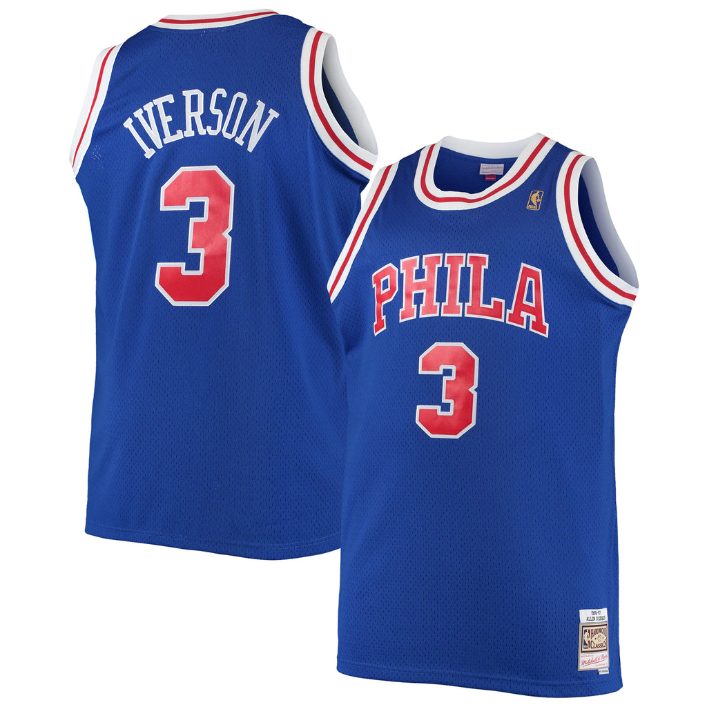 men's & youth Sixers #3 Allen Iverson Jersey Blue Throwback Basketball