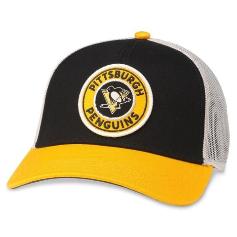 American Needle Valin Pittsburgh Penguins Ivory Black Gold Curved Brim Hat