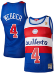 Women's Mitchell & Ness Chris Webber Washington Bullets Hardwood Classics 1996-97 Swingman Jersey - Blue